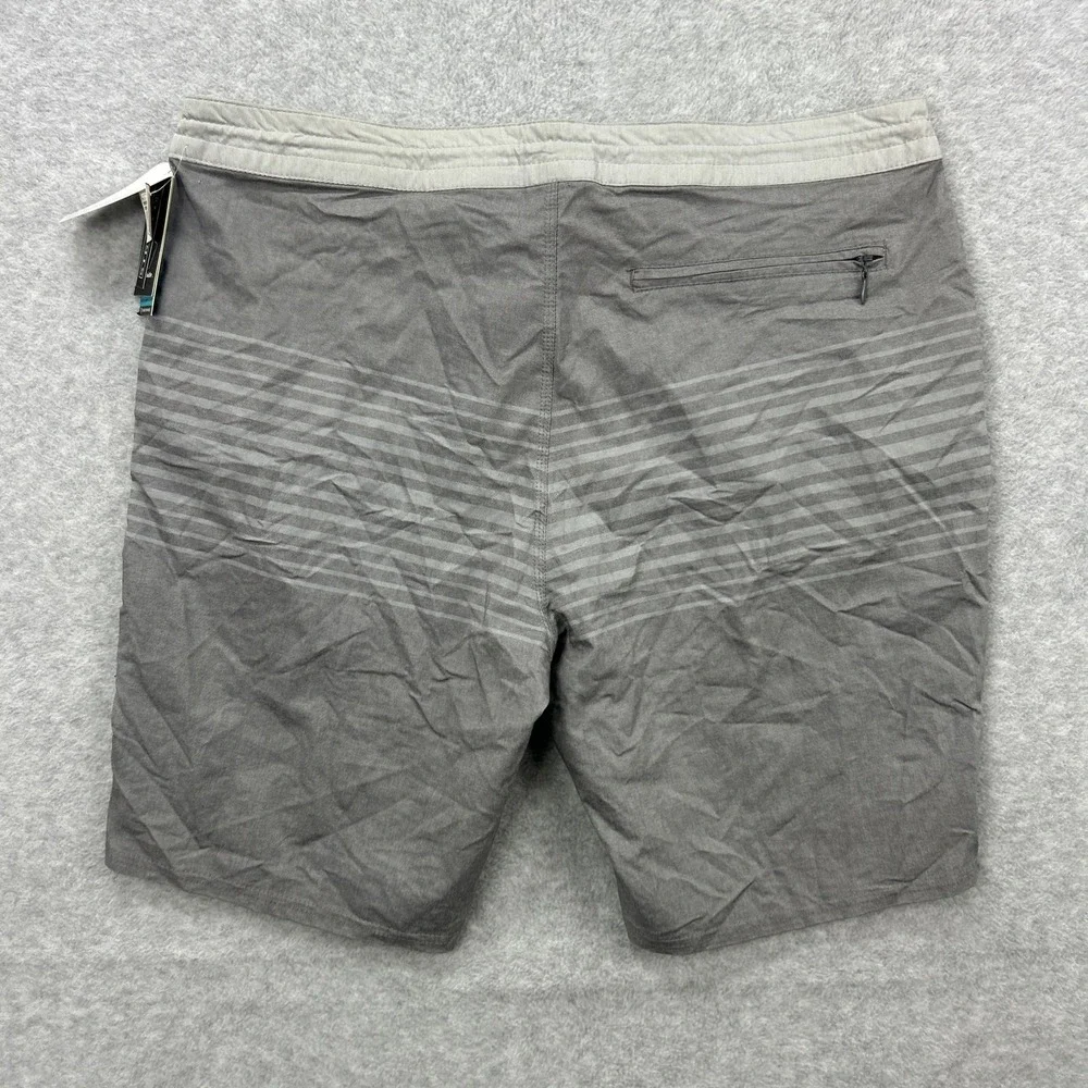 Burnside Board‎ Shorts Mens 36 Gray Striped Unlined Swim Trunks Beach Surf NEW